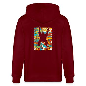 Orang-Utan - Stanley/Stella Unisex Bio-Kapuzenjacke CULTIVATOR  - Burgunderrot - Hinten - Anna (173cm)