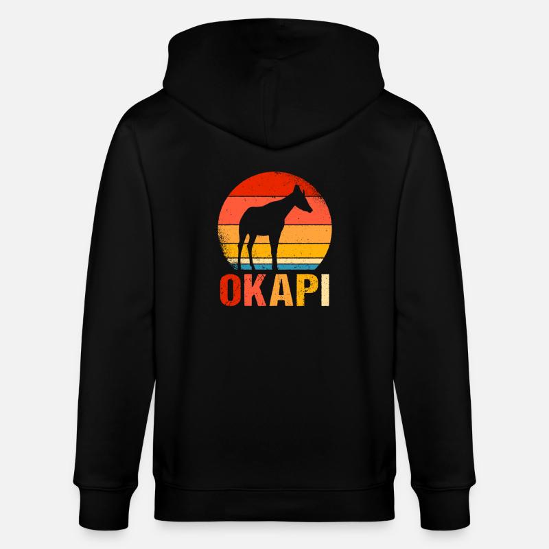 Okapi Retro Gift - Stanley/Stella CULTIVATOR  Unisex Organic Hooded Jacket - black
