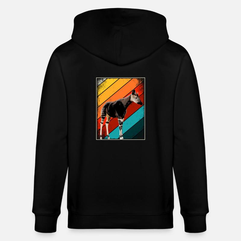 Okapi Retro Geschenk - Stanley/Stella Unisex Bio-Kapuzenjacke CULTIVATOR  - Schwarz