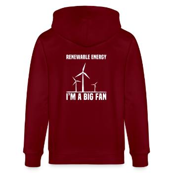 Erneuerbare Energie Windrad - Stanley/Stella Unisex Bio-Kapuzenjacke CULTIVATOR  - Burgunderrot - Hinten - Anna (173cm)