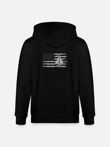 Sailing ship USA - Stanley/Stella CULTIVATOR Unisex Organic Hooded Jacket - black