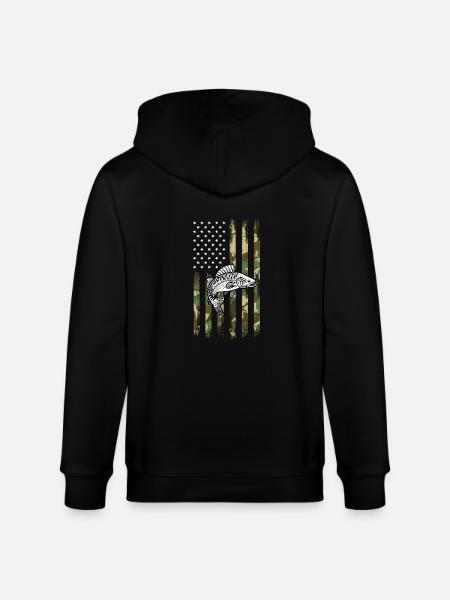 USA flag-perch fishing - Stanley/Stella CULTIVATOR  Unisex Organic Hooded Jacket - black