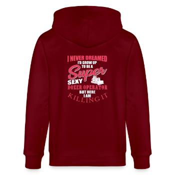 Cool Bulldozer Driver Gift - Stanley/Stella CULTIVATOR  Unisex Organic Hooded Jacket - burgundy - Back - Anna (173cm)