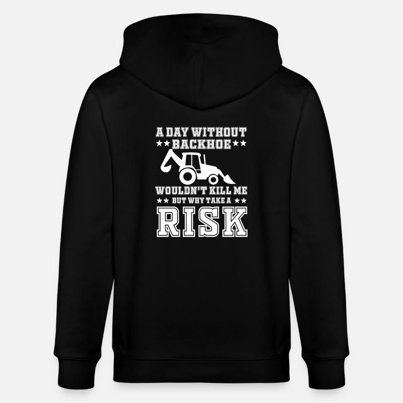 Funny Backhoe Loader Gift - Stanley/Stella CULTIVATOR Unisex Organic Hooded Jacket - black