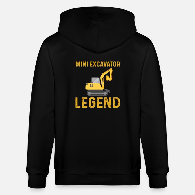 excavator legend - Stanley/Stella CULTIVATOR Unisex Organic Hooded Jacket - black