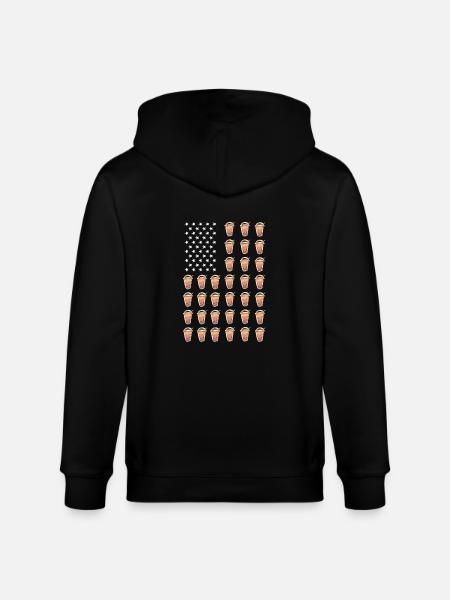Bubble Tea USA Flag - Stanley/Stella CULTIVATOR Unisex Organic Hooded Jacket - black