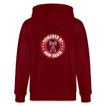 Angetrieben Durch Amateurfunk - Stanley/Stella Unisex Bio-Kapuzenjacke CULTIVATOR  - Burgunderrot - Hinten - Anna (173cm)