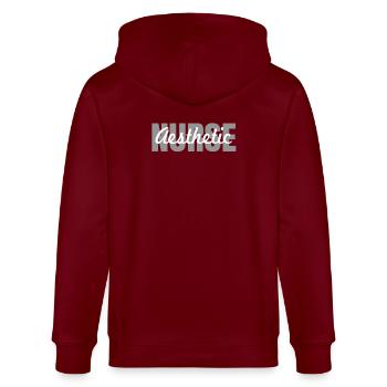 Ästhetisches Krankenschwestern Schrift - Stanley/Stella Unisex Bio-Kapuzenjacke CULTIVATOR  - Burgunderrot - Hinten - Anna (173cm)