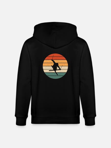 Retro Freestyle Ski Design - Stanley/Stella Unisex Bio-Kapuzenjacke CULTIVATOR  - Schwarz