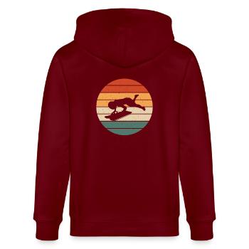 Retro Skeleton Design - Stanley/Stella Unisex Bio-Kapuzenjacke CULTIVATOR  - Burgunderrot - Hinten - Anna (173cm)
