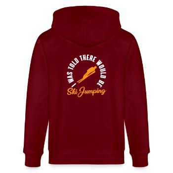 Lustiger Skisprung Humor - Stanley/Stella Unisex Bio-Kapuzenjacke CULTIVATOR  - Burgunderrot - Hinten - Anna (173cm)