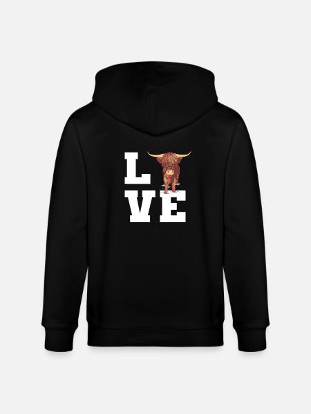 Dear Scottish Highland Cow - Stanley/Stella CULTIVATOR Unisex Organic Hooded Jacket - black
