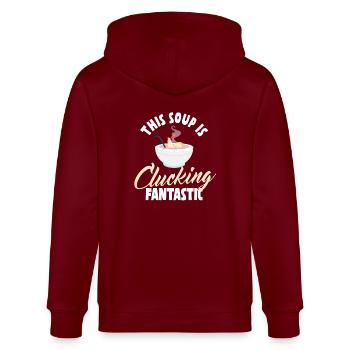 Hühnernudelsuppe Wortspiel - Stanley/Stella Unisex Bio-Kapuzenjacke CULTIVATOR  - Burgunderrot - Hinten - Anna (173cm)