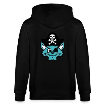 Cute Pirate Cats Buccaneer Eye Patch Hat Costume - Stanley/Stella CULTIVATOR  Unisex Organic Hooded Jacket - black - Back - Anna (173cm)