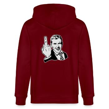 Fuck - Stanley/Stella Unisex Bio-Kapuzenjacke CULTIVATOR  - Burgunderrot - Hinten - Anna (173cm)