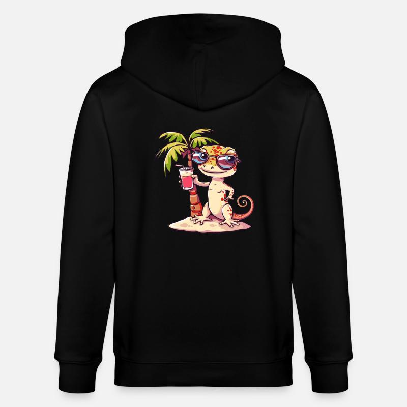 Echse Sommer Strand Comic - Stanley/Stella Unisex Bio-Kapuzenjacke CULTIVATOR  - Schwarz