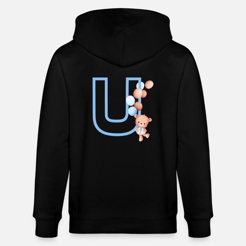Lettre u bleue ours - Veste à capuche bio CULTIVATOR Stanley/Stella Unisexe - noir
