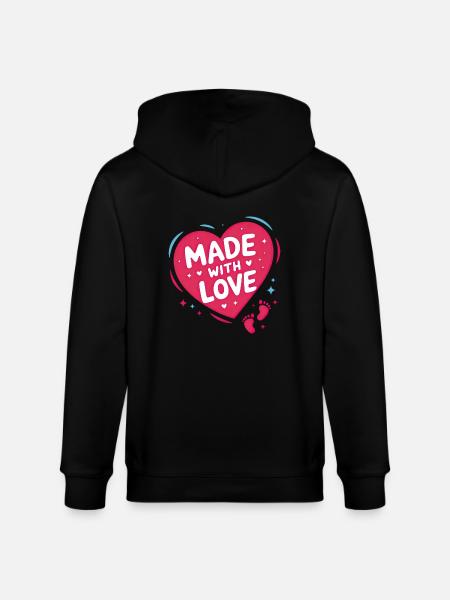 Pregnancy Birth - Made With Love - Stanley/Stella CULTIVATOR Unisex Organic Hooded Jacket - black