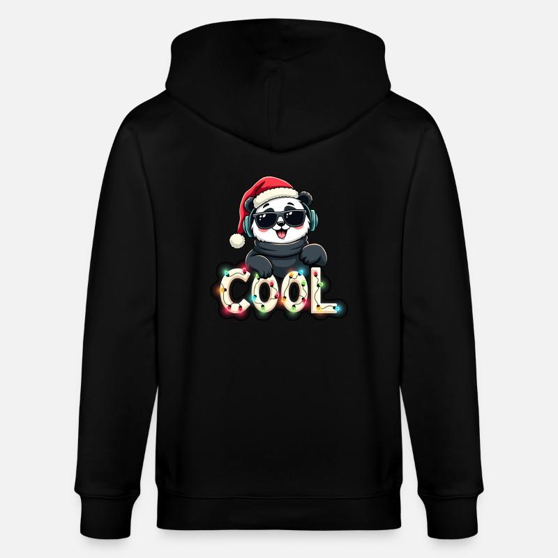 Noël panda cool - Veste à capuche bio CULTIVATOR Stanley/Stella Unisexe - noir