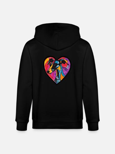 Whippet Dog Heart Love - Stanley/Stella CULTIVATOR Unisex Organic Hooded Jacket - black