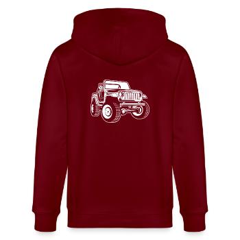 Geländewagen / Jeep SUV 03_weiß - Stanley/Stella Unisex Bio-Kapuzenjacke CULTIVATOR  - Burgunderrot - Hinten - Anna (173cm)