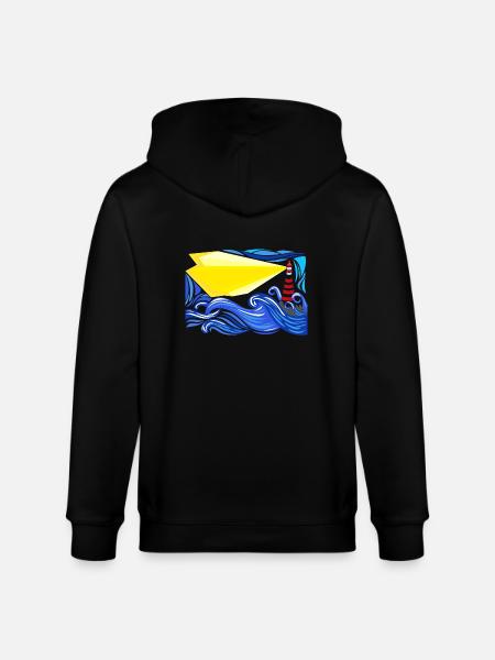 stormy sea with lighthouse - Stanley/Stella CULTIVATOR  Unisex Organic Hooded Jacket - black