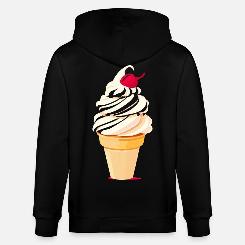Eiscreme Tüte Grafik - Stanley/Stella Unisex Bio-Kapuzenjacke CULTIVATOR - Schwarz