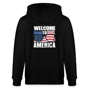 Welcome to America - Stanley/Stella CULTIVATOR  Unisex Organic Hooded Jacket - black - Back - Anna (173cm)