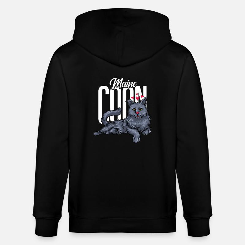 Maine Coon chat - Veste à capuche bio CULTIVATOR Stanley/Stella Unisexe - noir