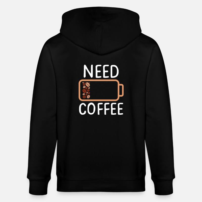 NEED COFFEE - Stanley/Stella Unisex Bio-Kapuzenjacke CULTIVATOR  - Schwarz