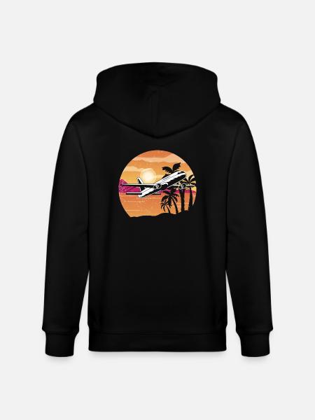 Airplane Retro - Stanley/Stella CULTIVATOR  Unisex Organic Hooded Jacket - black