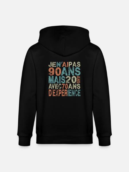 Jeg er ikke 90 år gammel 90 års jubilæumsgave - Stanley/Stella økologisk unisex-hættejakke CULTIVATOR  - sort