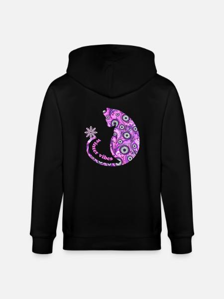 Cat with snowflake E 6 - Stanley/Stella CULTIVATOR Unisex Organic Hooded Jacket - black