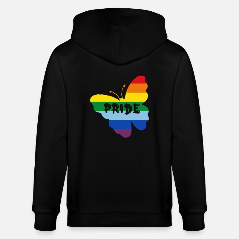 Papillon drapeau arc-en-ciel - Veste à capuche bio CULTIVATOR Stanley/Stella Unisexe - noir