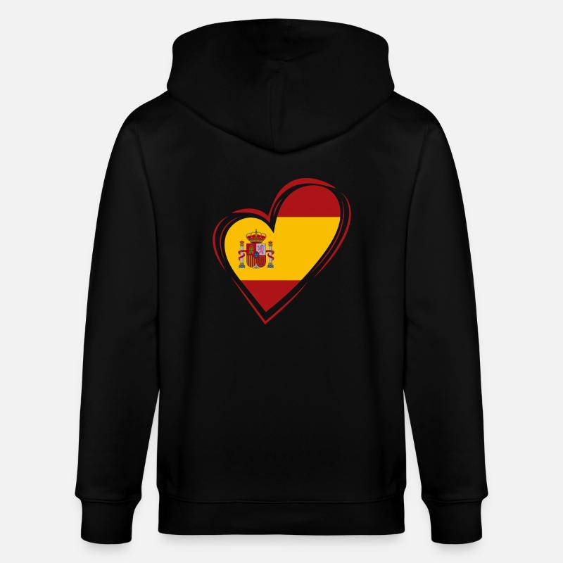 Spanien Herz - Stanley/Stella Unisex Bio-Kapuzenjacke CULTIVATOR  - Schwarz