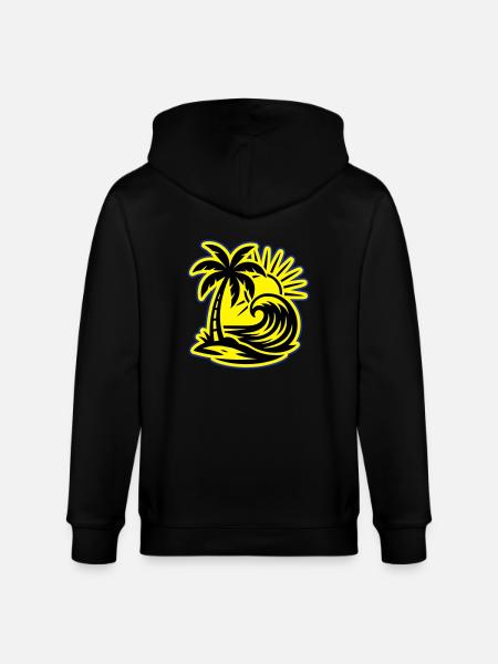 Island Summer Palm Tree - Stanley/Stella CULTIVATOR  Unisex Organic Hooded Jacket - black