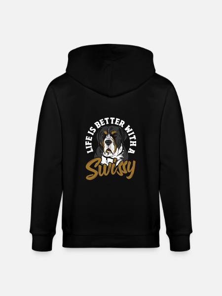Livet er bedre med en schweizer - Stanley/Stella økologisk unisex-hættejakke CULTIVATOR  - sort