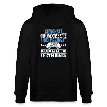 AfD stoppen gegen rechts Demokratie verteidigen - Stanley/Stella Unisex Bio-Kapuzenjacke CULTIVATOR  - Schwarz - Hinten - Anna (173cm)