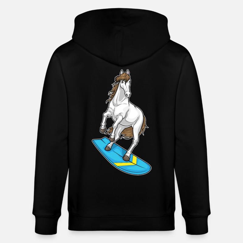 Pferd Surfer Surfbrett - Stanley/Stella Unisex Bio-Kapuzenjacke CULTIVATOR  - Schwarz
