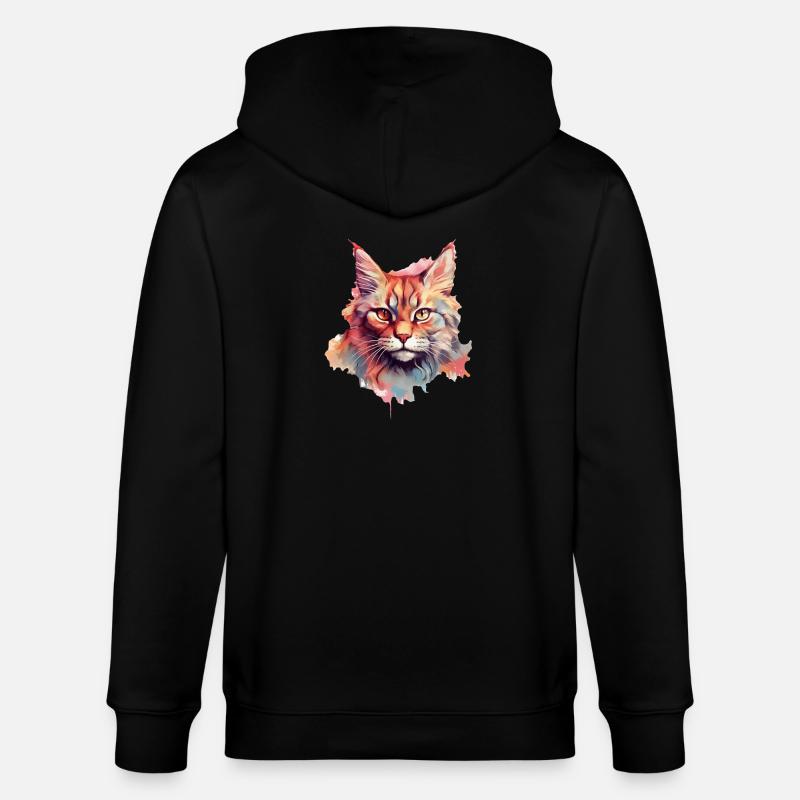 Katze - Stanley/Stella Unisex Bio-Kapuzenjacke CULTIVATOR  - Schwarz