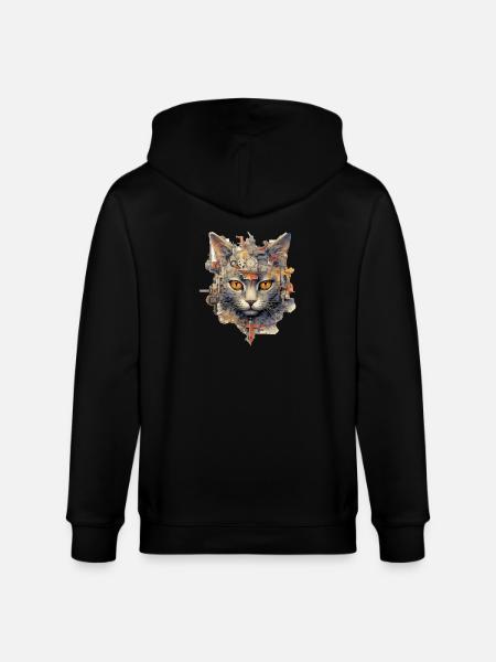 Katze - Stanley/Stella Unisex Bio-Kapuzenjacke CULTIVATOR - Schwarz