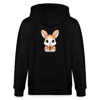 Hase - Kawaii Style - Stanley/Stella Unisex Bio-Kapuzenjacke CULTIVATOR  - Schwarz - Hinten - Anna (173cm)