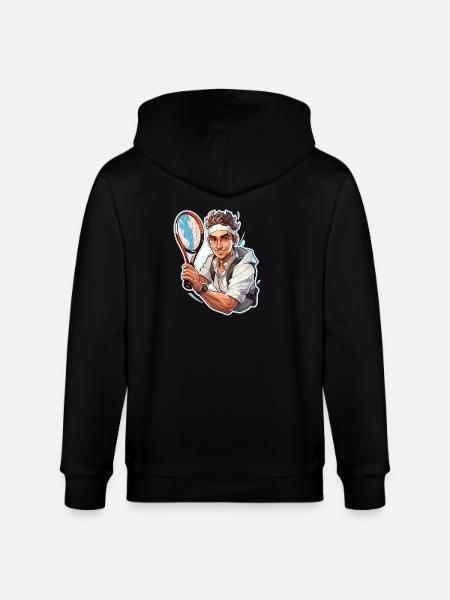 Tennis Player - Illustration - Stanley/Stella CULTIVATOR Unisex Organic Hooded Jacket - black