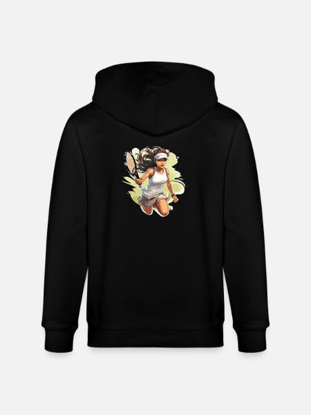 Tennis player - illustration - Stanley/Stella CULTIVATOR  Unisex Organic Hooded Jacket - black