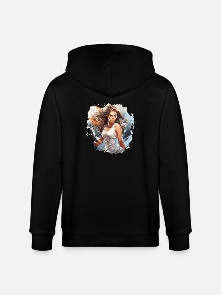 Tennis player - illustration - Stanley/Stella CULTIVATOR Unisex Organic Hooded Jacket - black