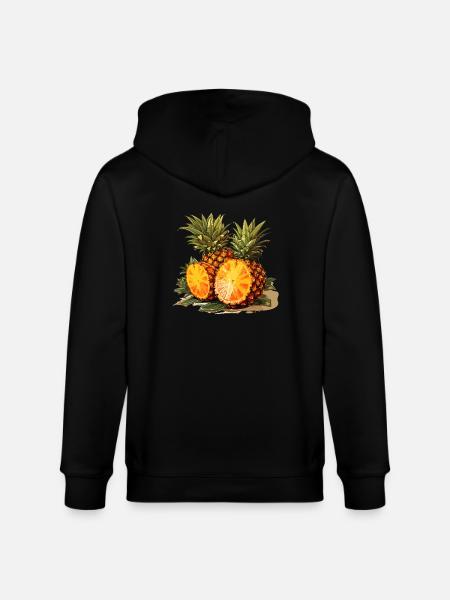 Pineapple - illustration - Stanley/Stella CULTIVATOR Unisex Organic Hooded Jacket - black