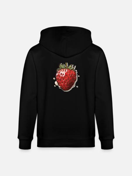 Erdbeere - Illustration - Stanley/Stella Unisex Bio-Kapuzenjacke CULTIVATOR  - Schwarz