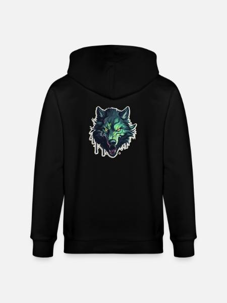 Wolf - Illustration - Stanley/Stella Unisex Bio-Kapuzenjacke CULTIVATOR - Schwarz