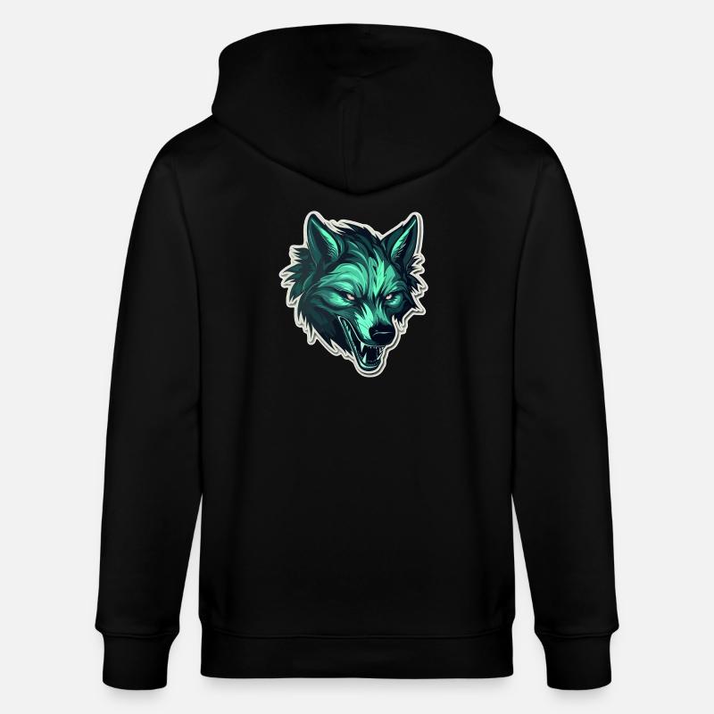 Wolf - Illustration - Stanley/Stella Unisex Bio-Kapuzenjacke CULTIVATOR  - Schwarz