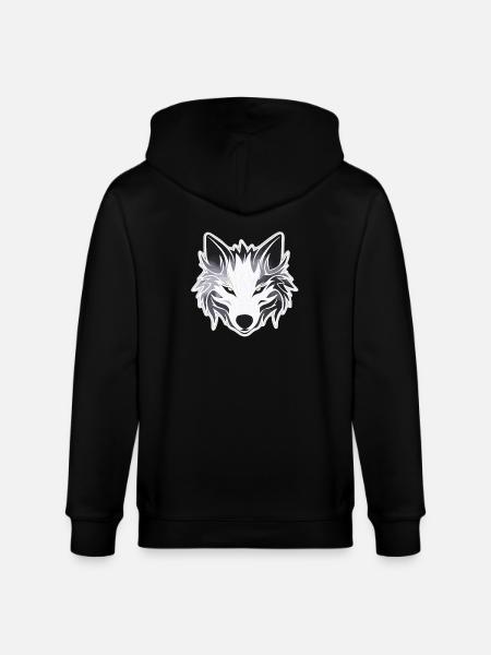 Wolf - Illustration - Stanley/Stella CULTIVATOR Unisex Organic Hooded Jacket - black